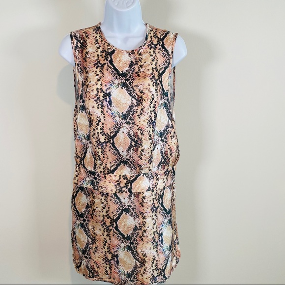 Pink Pure Silk Multicolor Snake Print Wrap Dress H&M Exclusive Studio SS 2015 - Picture 7 of 16